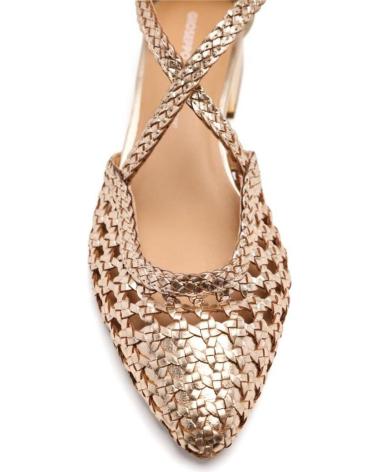 GIOSEPPO BRILLION 75560-P: GEFLOCHTENE LEDER-BALLERINAS IN PLATIN MIT KREUZRIEMEN PLATINO