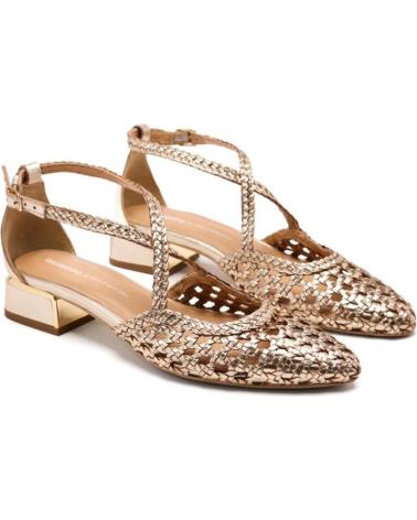 GIOSEPPO BRILLION 75560-P: GEFLOCHTENE LEDER-BALLERINAS IN PLATIN MIT KREUZRIEMEN PLATINO