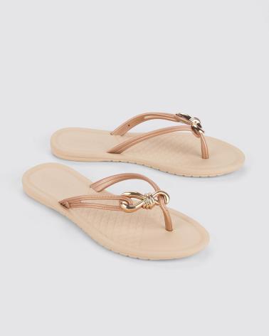 CHANCLAS GRENDHA G19000 MUJER AQUA CON DETALLE METÁLICO ROSA