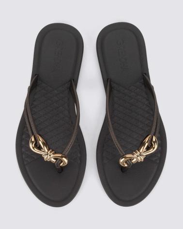 CHANCLAS GRENDHA G19000 MUJER AQUA CON DETALLE METÁLICO NEGRO NEGRO