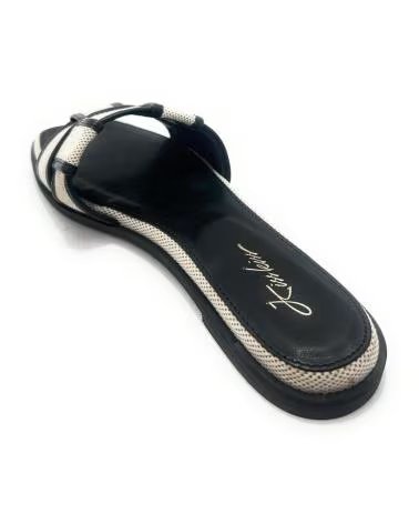 KISS LEISS SANDÁLIAS MULE PLANAS COM DESIGN TRANÇADO NEGRO