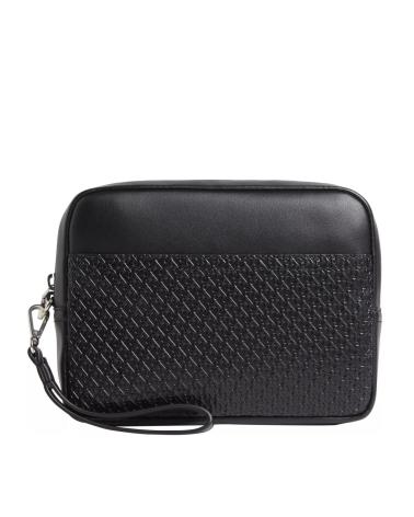 CALVIN KLEIN AOP EMBOSS ZIP POUCH NEGRO