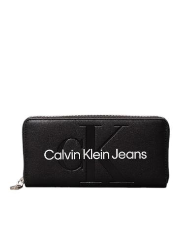 PORTAFOGLIO CALVIN KLEIN SCULPTED ZIP AROUND MONOGRAM NERO NEGRO