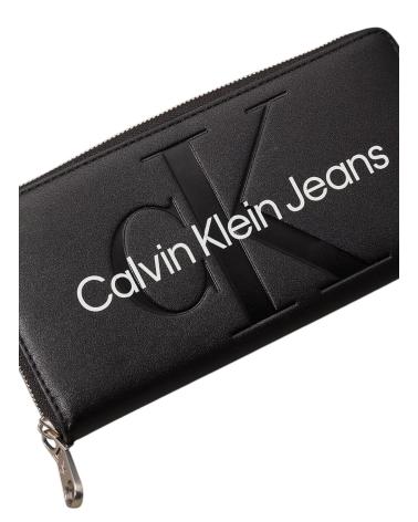 PORTAFOGLIO CALVIN KLEIN SCULPTED ZIP AROUND MONOGRAM NERO NEGRO