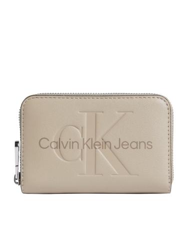 PORTAMONETE CALVIN KLEIN SCULPTED MED ZIP AROUND MONOGRAM TORTORA TAUPE