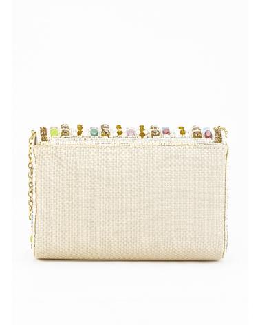 KESLEM EVENING BAG WITH MULTICOLOR RHINESTONES BEIGE BEIGE