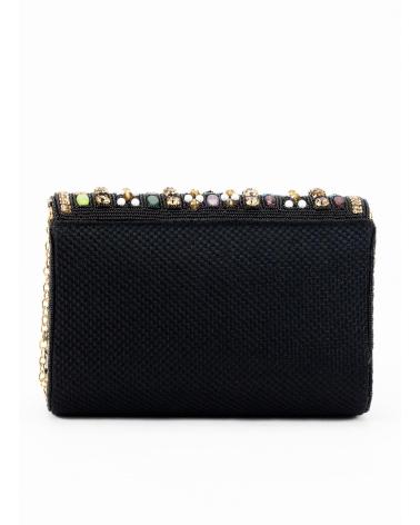 KESLEM EVENING BAG WITH MULTICOLOR RHINESTONES BLACK NEGRO