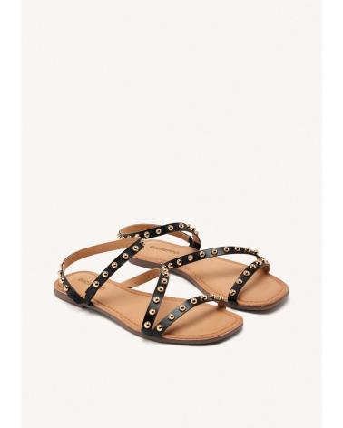 GIOSEPPO NECEDAH BLACK LEATHER SANDAL WITH STUDS - REF. 75077 NEGRO