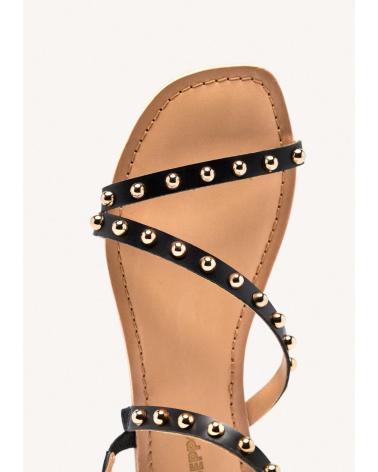 GIOSEPPO NECEDAH BLACK LEATHER SANDAL WITH STUDS - REF. 75077 NEGRO