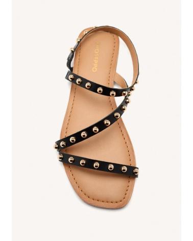 GIOSEPPO NECEDAH BLACK LEATHER SANDAL WITH STUDS - REF. 75077 NEGRO