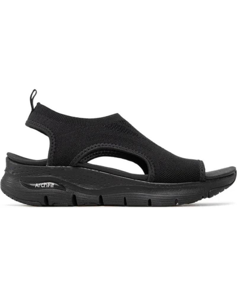 SKECHERS SANDALIAS PLANAS MUJER 119236 - NEGRO