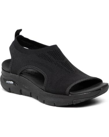 SKECHERS SANDALIAS PLANAS MUJER 119236 - NEGRO