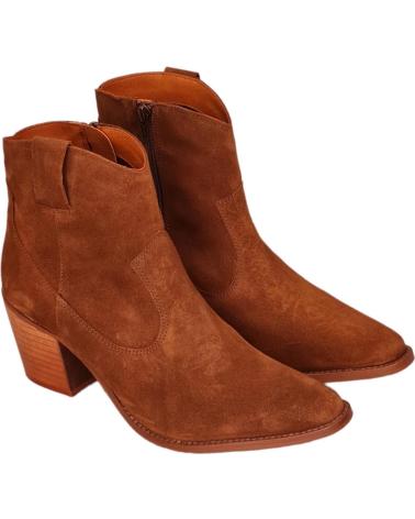 Botines de Mujer BRYAN BOTAS CAMPERAS PIEL SERRAJE MARRONES SERRAJE TABAC