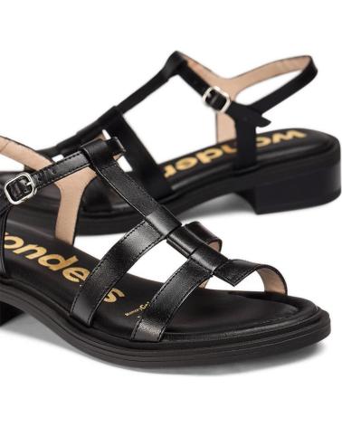 WONDERS SANDALIAS DE PIEL JANET B-9604 NEGRO