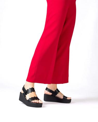 WONDERS SANDALIAS DE PIEL PURPURA B-9501 NEGRO