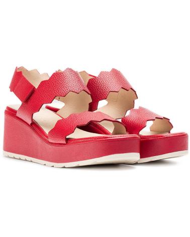 WONDERS SANDALIAS DE PIEL PURPURA B-9501 ROJO