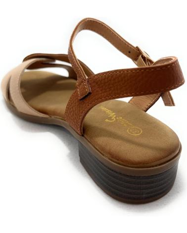 CHIC VISION SANDALIAS ENLAZADA TACON BAJO HEBILLA CO MARRóN