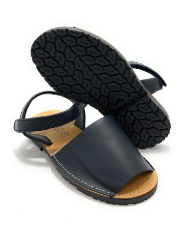 SANDALES MENORQUINES CHIC VISION EN CUIR BLEU AVEC FERMETURE ADHÉRENTE AZUL