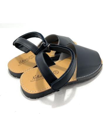 SANDALES MENORQUINES CHIC VISION EN CUIR BLEU AVEC FERMETURE ADHÉRENTE AZUL