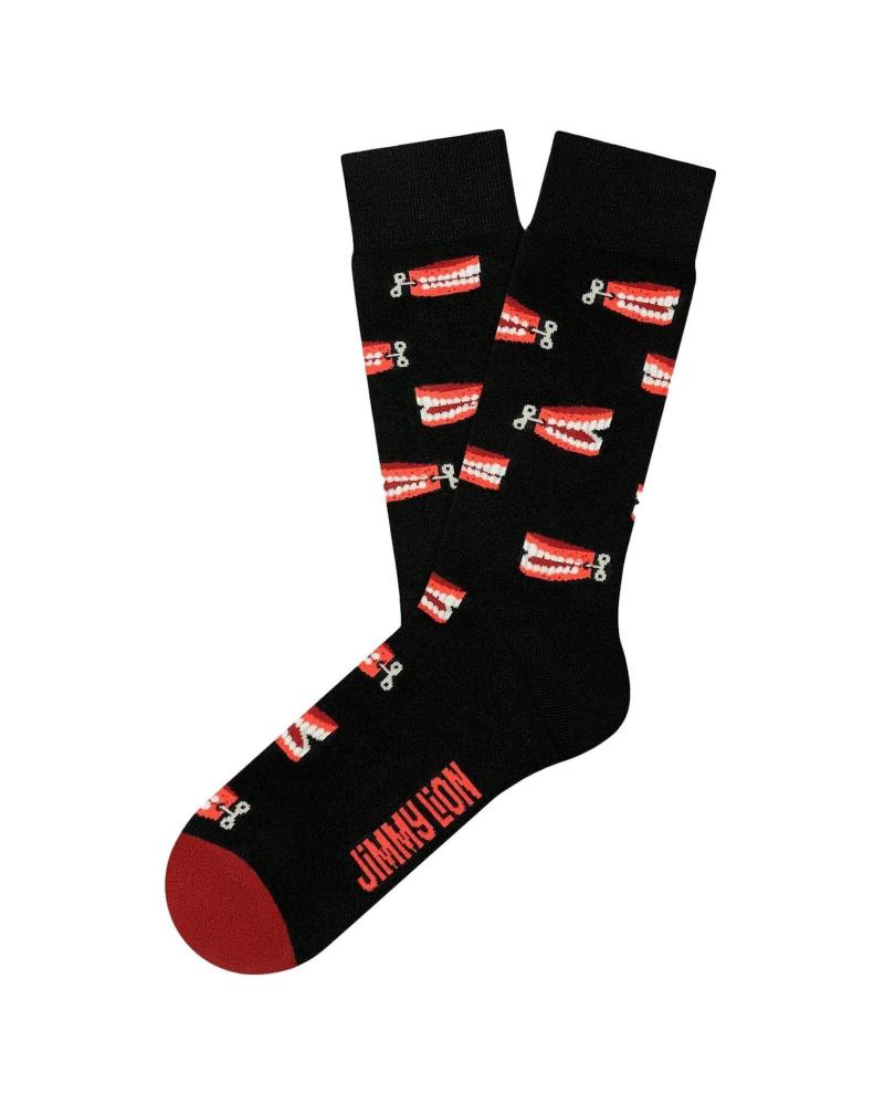 JIMMY LION SOCKEN WALKING TEETH SCHWARZ NEGRO