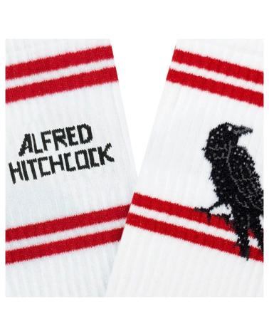 CALCETINES JIMMY LION BLANCOS CON DISEÑO CUERVO Y RAYAS ROJAS BLANCO
