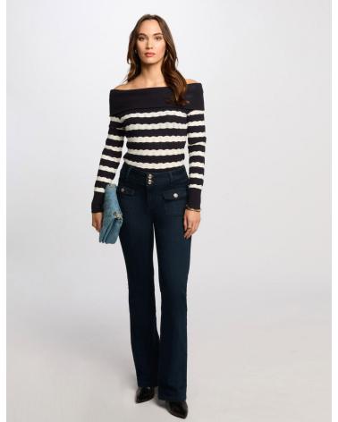 MAGLIONE MORGAN CON SCOLLO BARDOT A RIGHE 251-MSHEEL A RAYAS