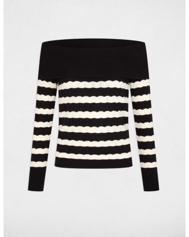 CAMISOLA MORGAN COM DECOTE BARDOT LISTRADA 251-MSHEEL A RAYAS