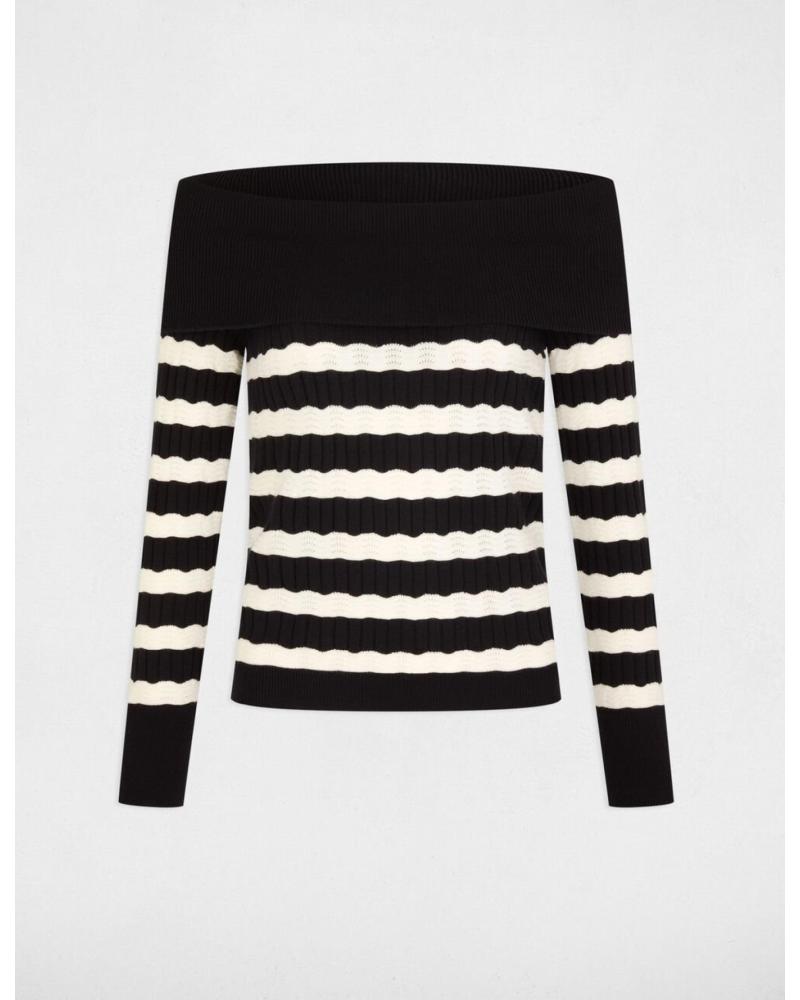 MAGLIONE MORGAN CON SCOLLO BARDOT A RIGHE 251-MSHEEL A RAYAS