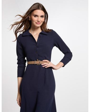 MORGAN MIDI-KLEID 251-RDINAR MARINEBLAU MIT GÜRTEL AZUL MARINO