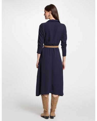 MORGAN MIDI-KLEID 251-RDINAR MARINEBLAU MIT GÜRTEL AZUL MARINO