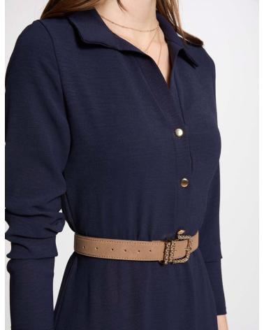 MORGAN MIDI-KLEID 251-RDINAR MARINEBLAU MIT GÜRTEL AZUL MARINO