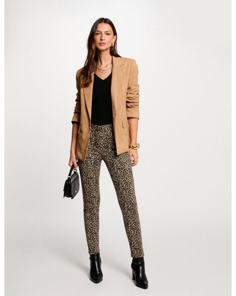 MORGAN PANTALON SLIM 242-PEVAM MARRON À IMPRIMÉ ANIMAL MARRóN