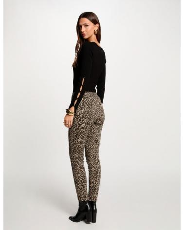 MORGAN PANTALON SLIM 242-PEVAM MARRON À IMPRIMÉ ANIMAL MARRóN