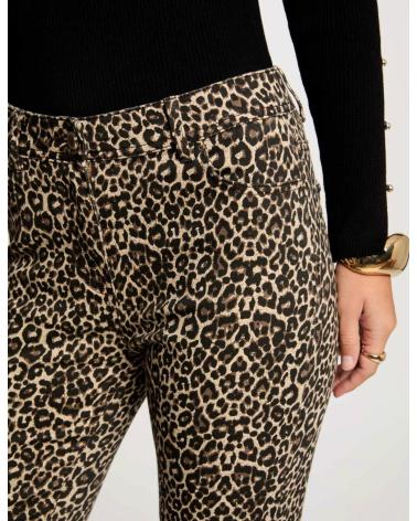 MORGAN PANTALON SLIM 242-PEVAM MARRON À IMPRIMÉ ANIMAL MARRóN