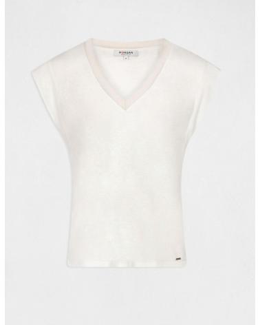 Inicio-MORGAN-CAMISETA-MANGA-CORTA-CON-ESCOTE-EN-V-MARFIL-MUJER-221-DAME-BLANCO