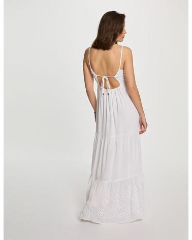 VESTITO LUNGO RICAMATO MORGAN 242-ROUBI BIANCO BLANCO