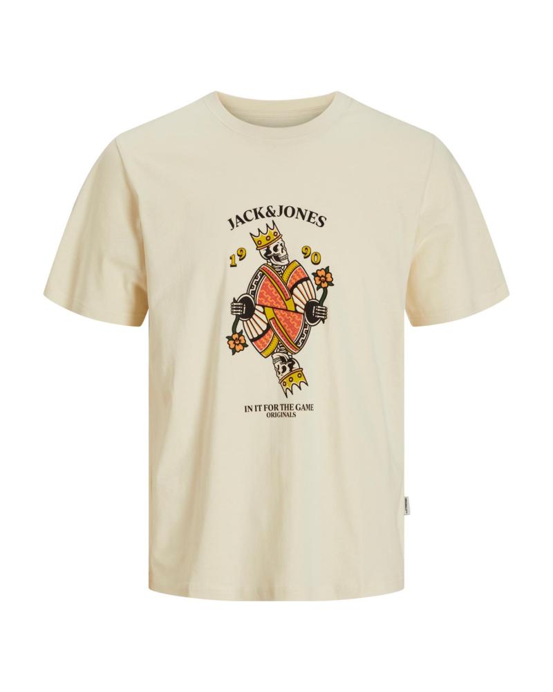T-SHIRT JACK & JONES 12272966 BEIGE AVEC IMPRIMÉ BEIGE