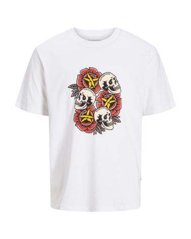 T-SHIRT MANCHES COURTES JACK & JONES 12272966 BLANC IMPRIMÉ CRÂNES BLANCO