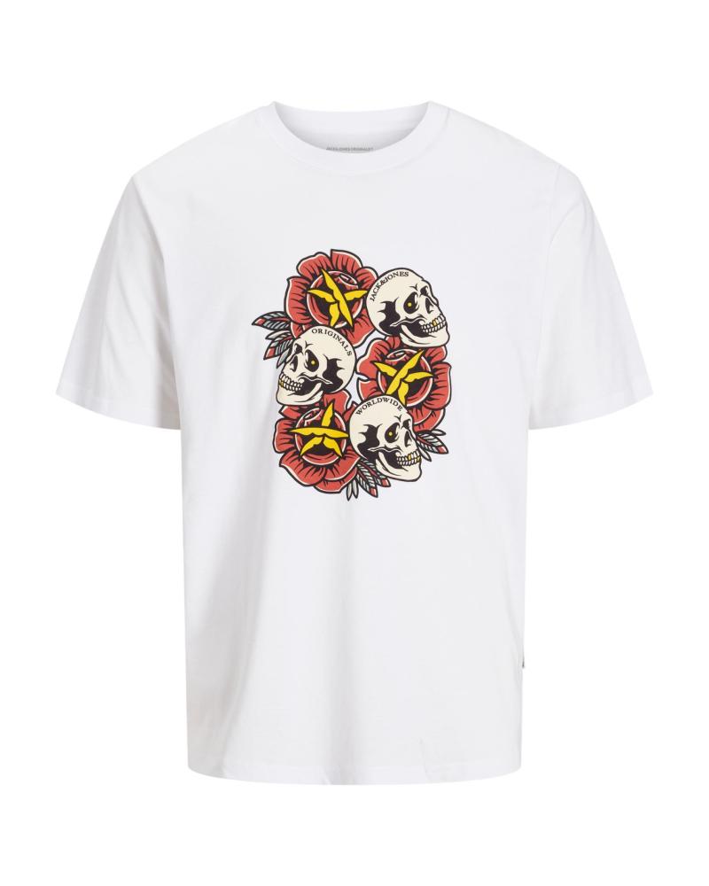 T-SHIRT MANCHES COURTES JACK & JONES 12272966 BLANC IMPRIMÉ CRÂNES BLANCO