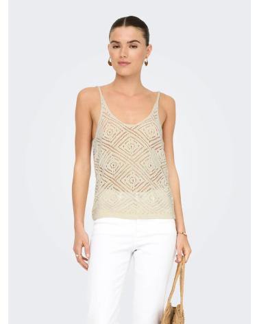 ONLY TOP EN MAILLE À BRETELLES 15348129 BEIGE BEIGE