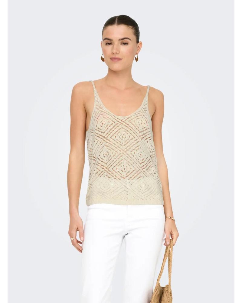 ONLY TOP DE MALHA COM ALÇAS 15348129 BEGE BEIGE