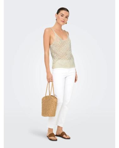 ONLY TOP DE MALHA COM ALÇAS 15348129 BEGE BEIGE