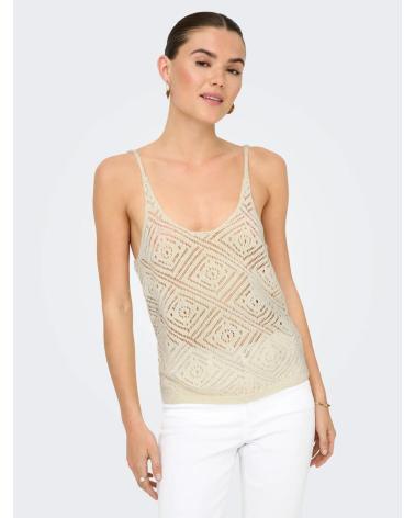 ONLY TOP DE MALHA COM ALÇAS 15348129 BEGE BEIGE