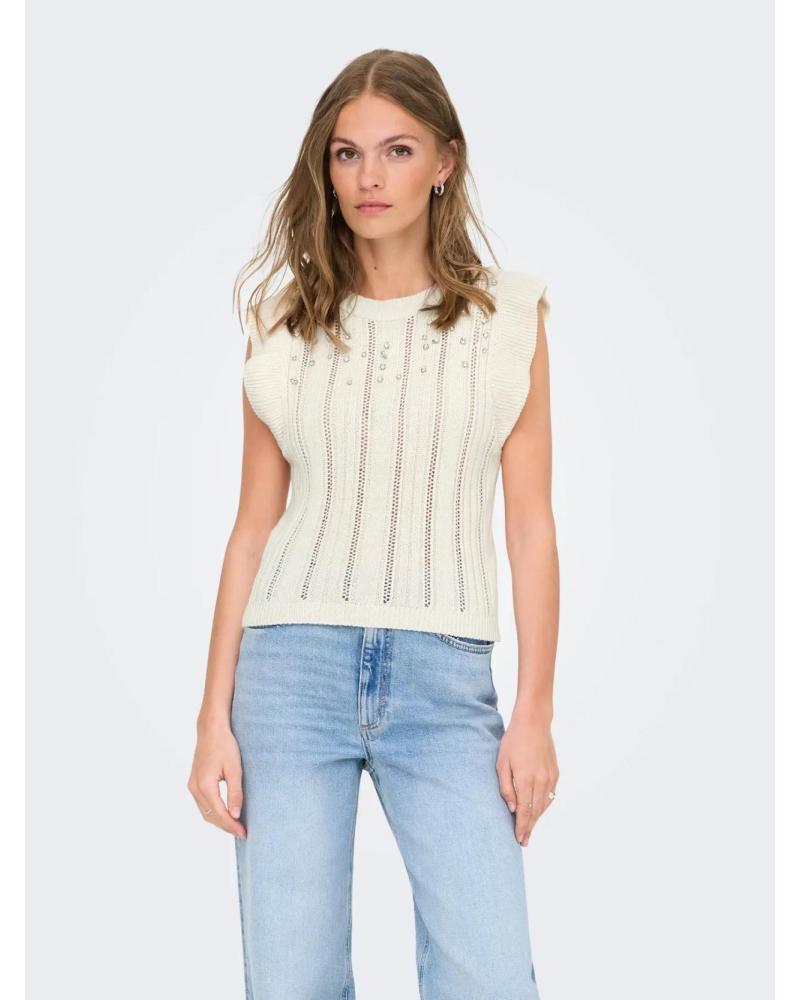 ONLY TOP DE MALHA VAZADA BEGE 15347858 BEIGE