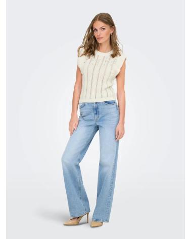 ONLY TOP DE MALHA VAZADA BEGE 15347858 BEIGE