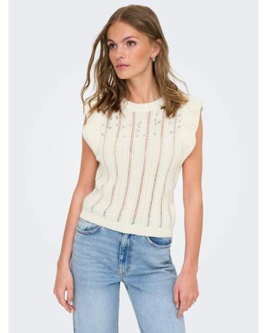 ONLY TOP DE MALHA VAZADA BEGE 15347858 BEIGE