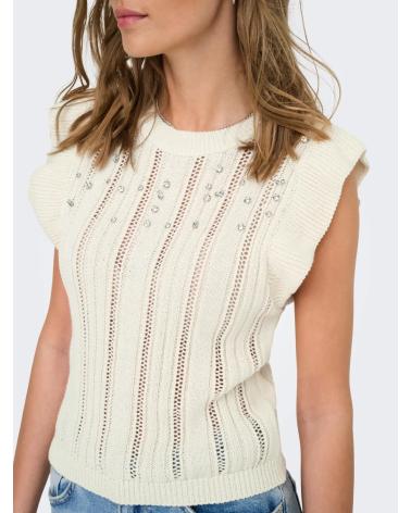 ONLY TOP DE MALHA VAZADA BEGE 15347858 BEIGE