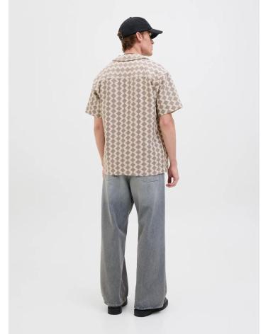 CHEMISE MANCHES COURTES JACK & JONES TEXTURE 12285392 BEIGE BEIGE