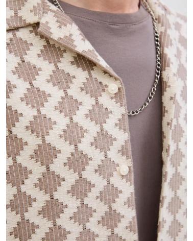 CHEMISE MANCHES COURTES JACK & JONES TEXTURE 12285392 BEIGE BEIGE