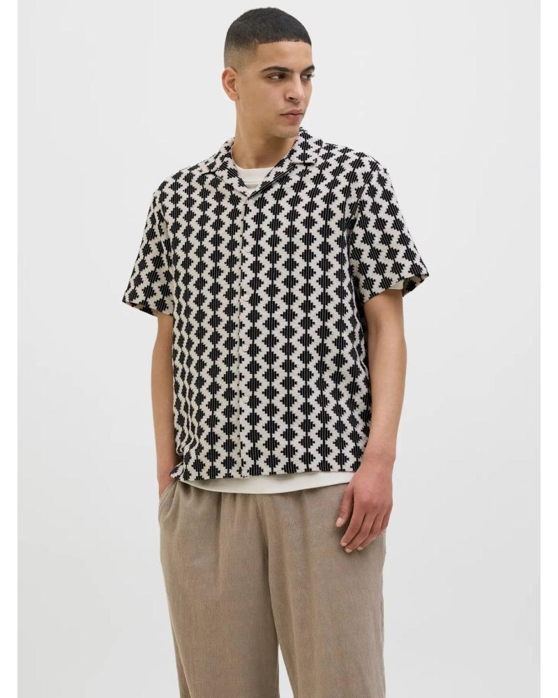 JACK & JONES SHORT SLEEVE TEXTURED SHIRT BLACK - MODEL 12285392 NEGRO